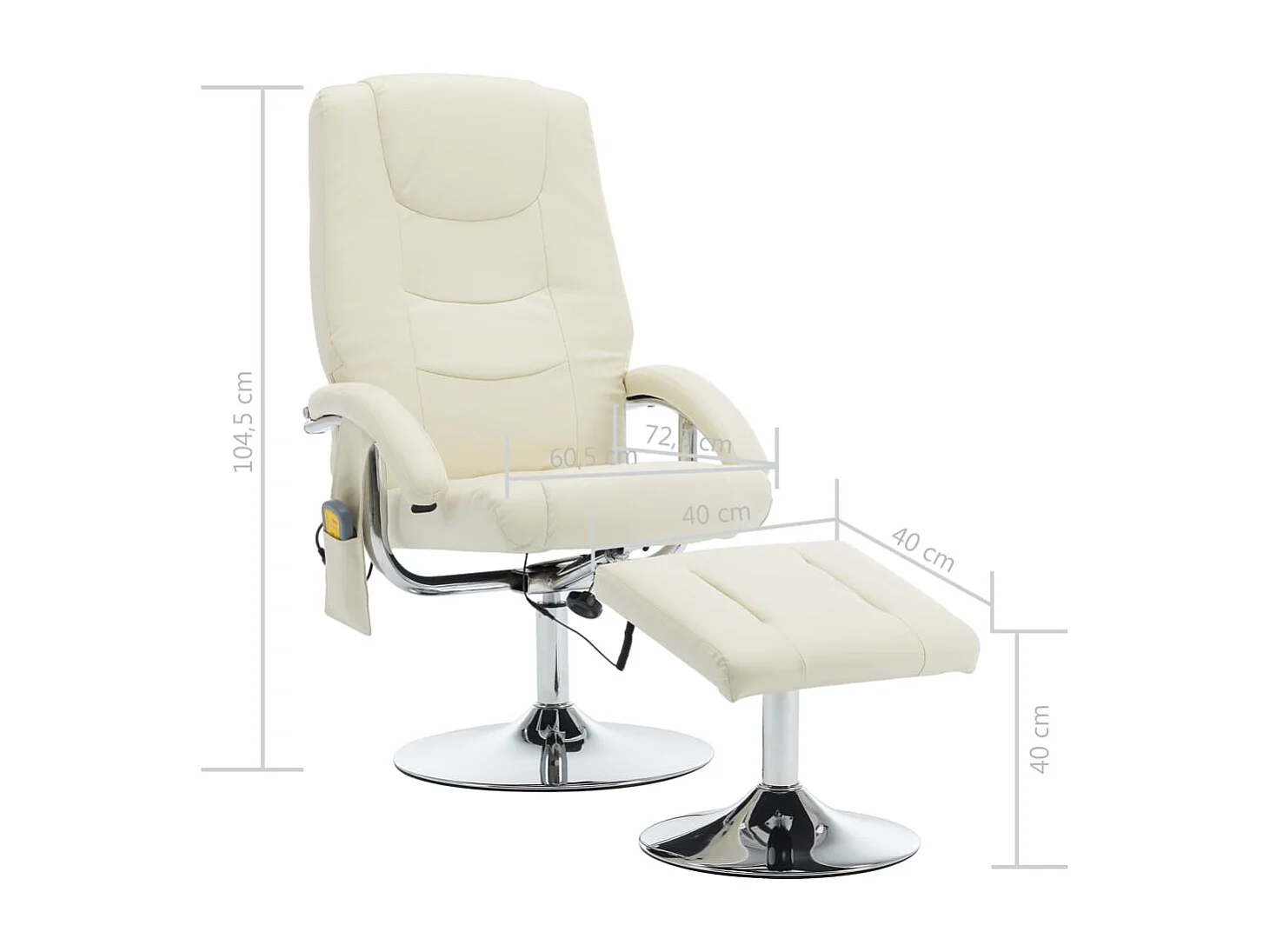 Fauteuil de massage avec repose-pied blanc crème similicuir