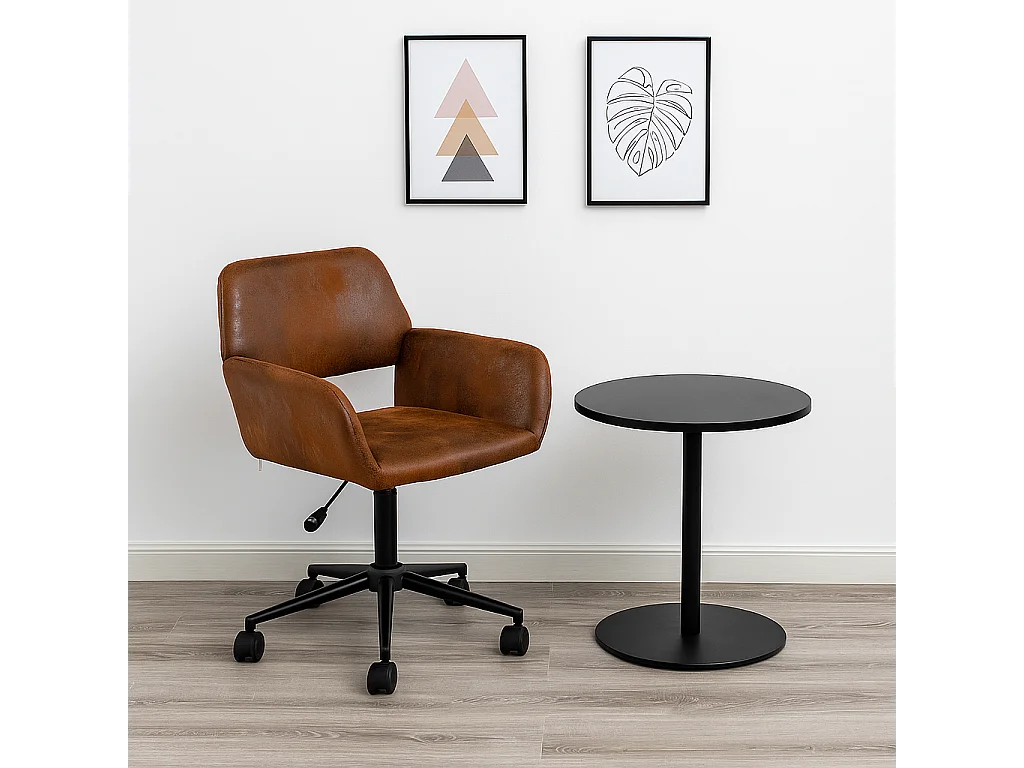 Silla de oficina vintage en tejido ante regulable y 5 ruedas ROSS SUEDE BROWN BLACK LEG NL A