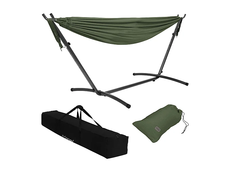 Hamaca XXL con soporte de acero silla colgante balancín caqui para el jardín