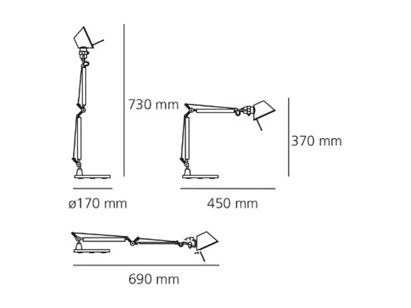 Lampe à Poser LED Tolomeo Micro ARTEMIDE Gris Blanc Chaud 2700K