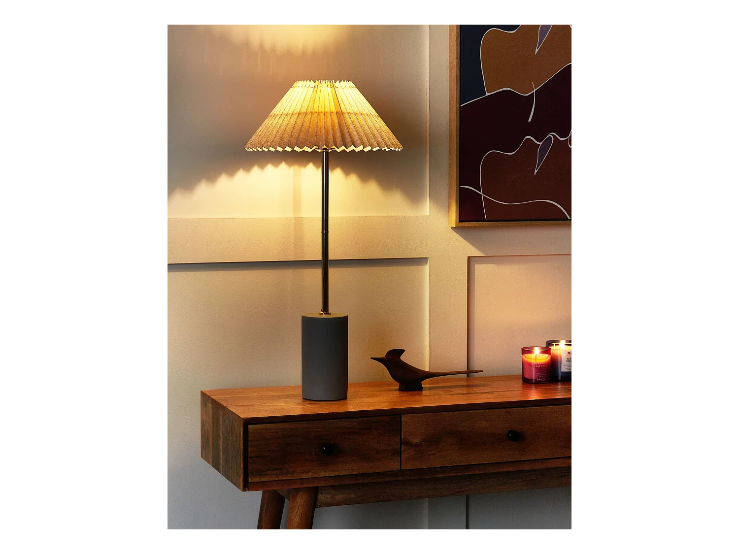Lampe à poser BALUARTE Lin synthétique Beige