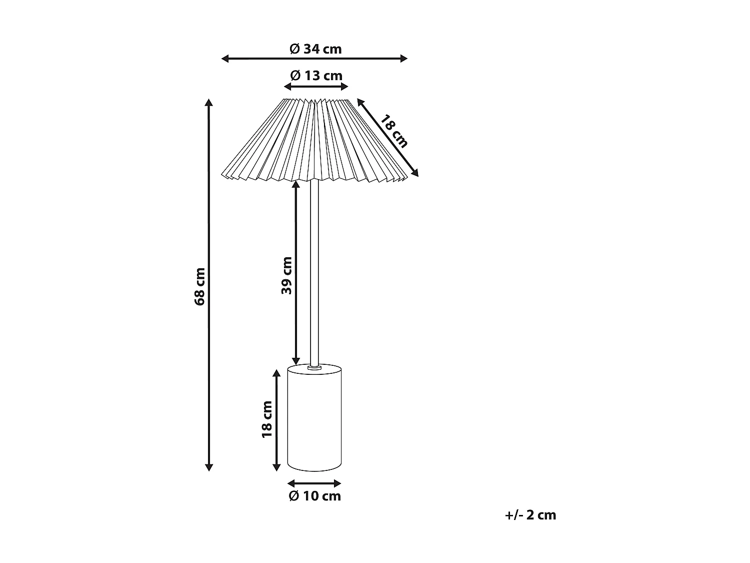 Tischlampe Leinen weiß rund mit Stoffschirm Trommelform Rillen-Optik Alfeios