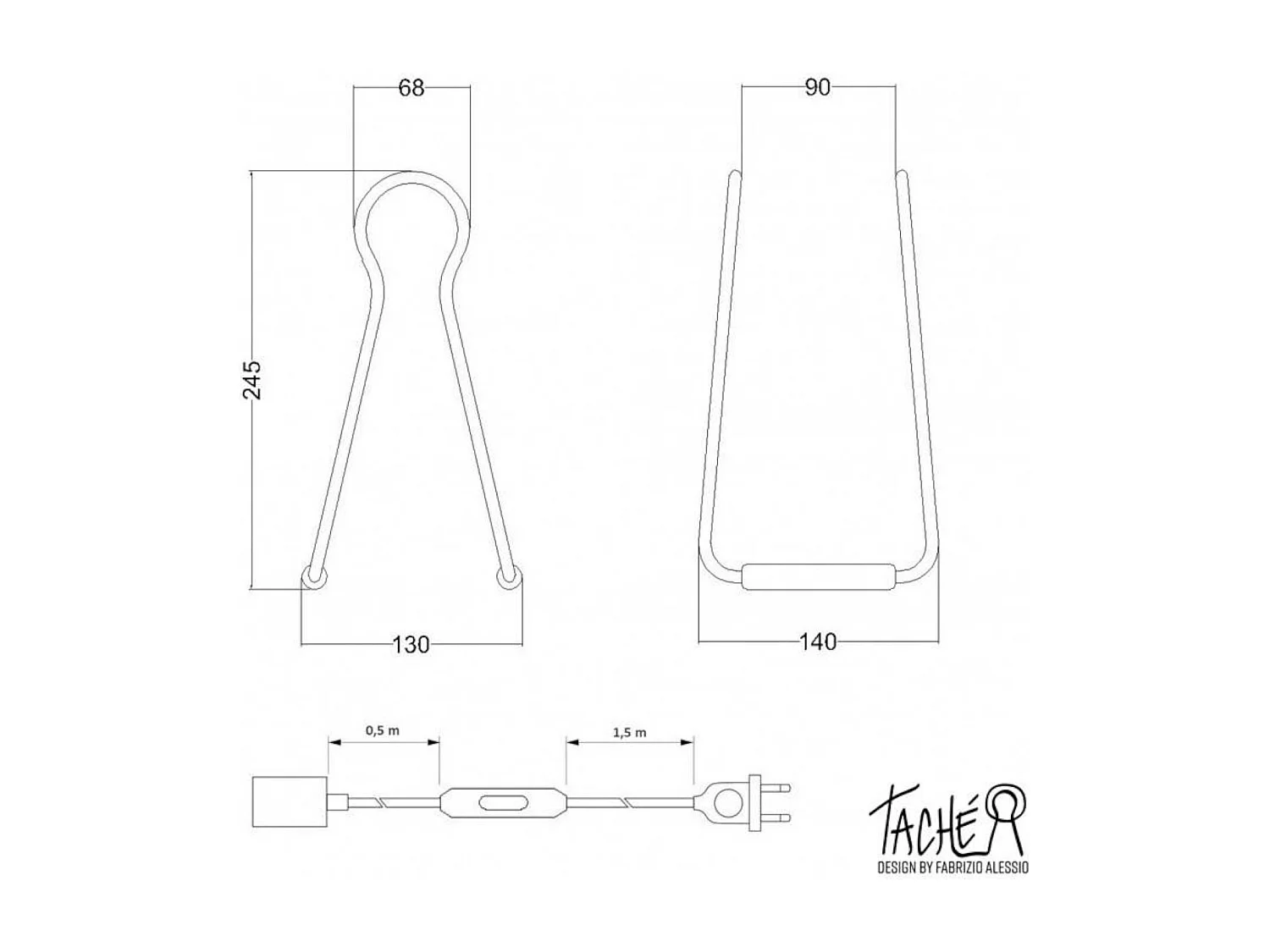 Lampada da Tavolo Modello KTCH0_ Taché CREATIVE-CABLES Grigio