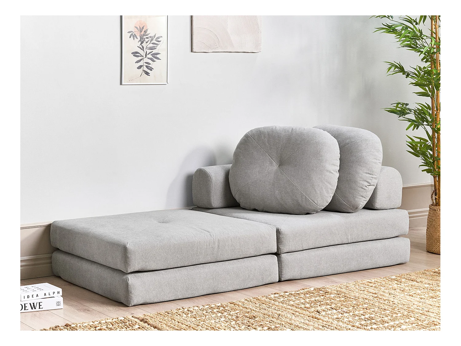 Fauteuil convertible OLDEN Tissu Gris clair