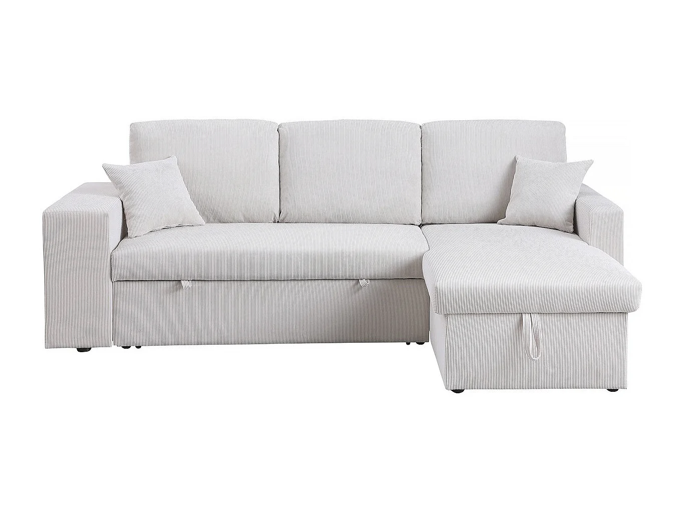 Sofá esquinero convertible/reversible de pana "Axel" - 3 plazas - Beige