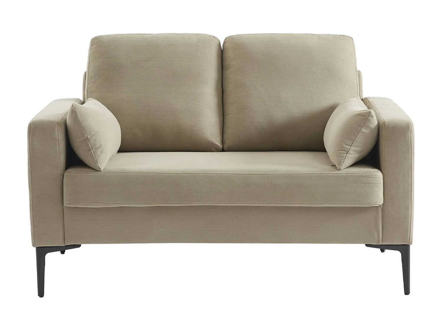 Sofá de pana con patas de metal de 2 plazas gris beige