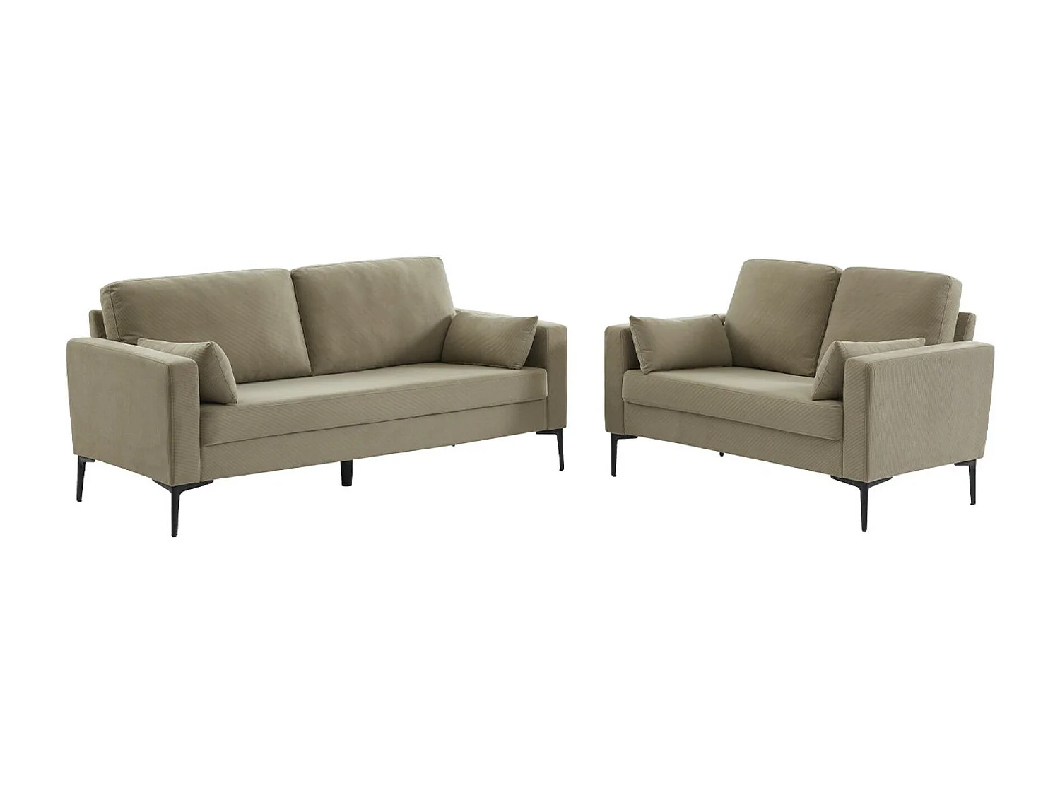 Sofá de pana con patas de metal de 2 plazas gris beige