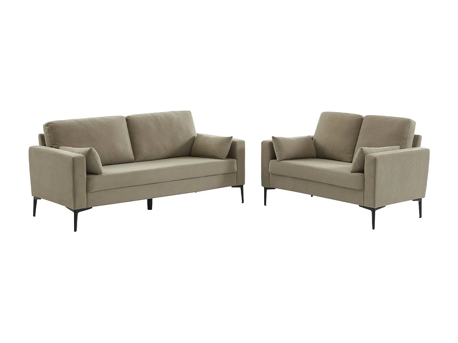 Sofá de pana con patas de metal de 2 plazas gris beige