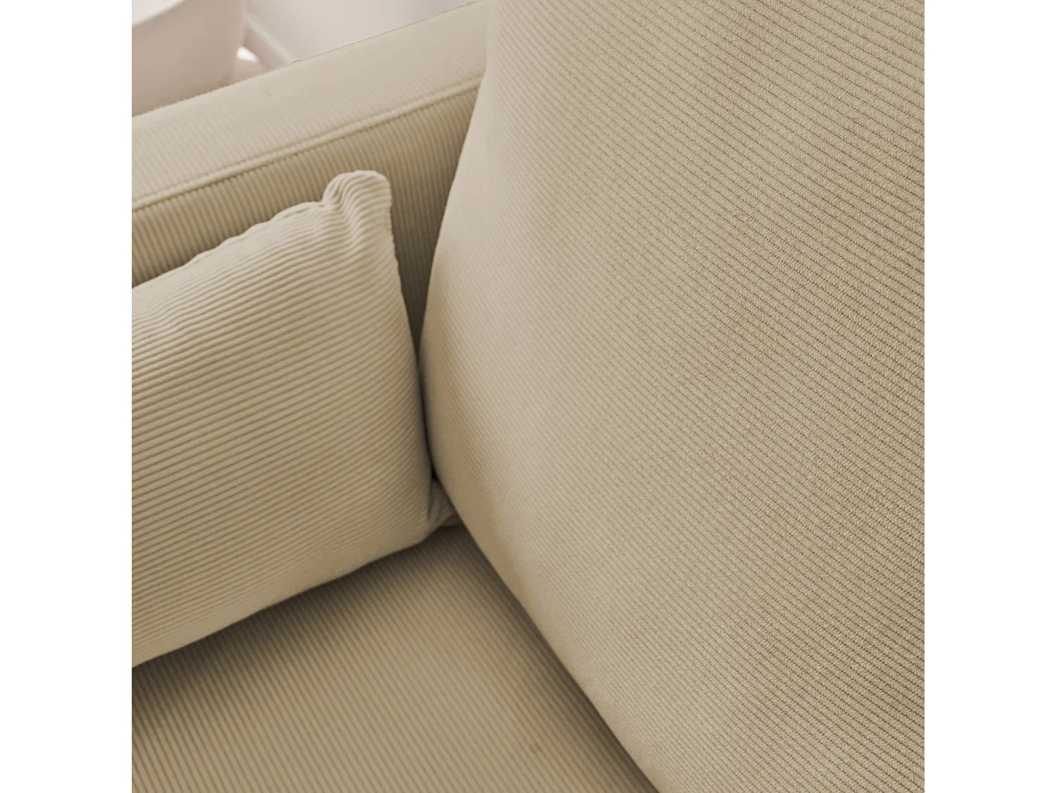 Divano in velluto a coste con gambe in metallo, 2 posti, beige grigio