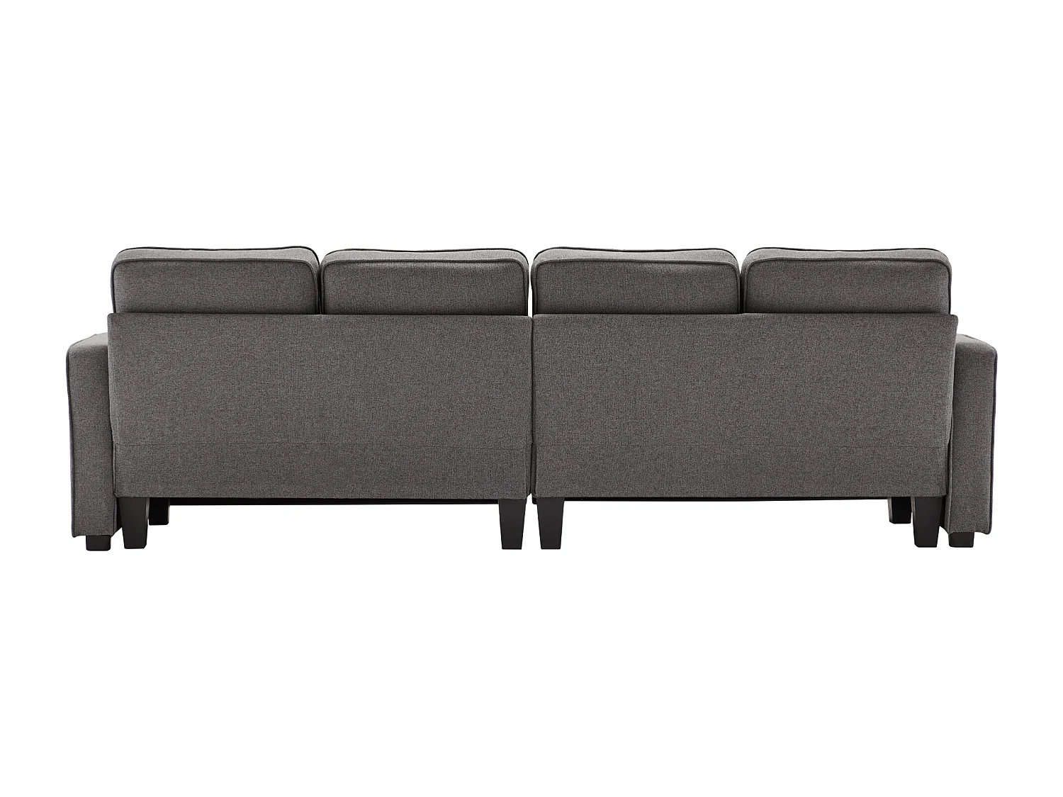 Canapé fixe 4 places en tissu lin - avec poches sur les côtés - Gris