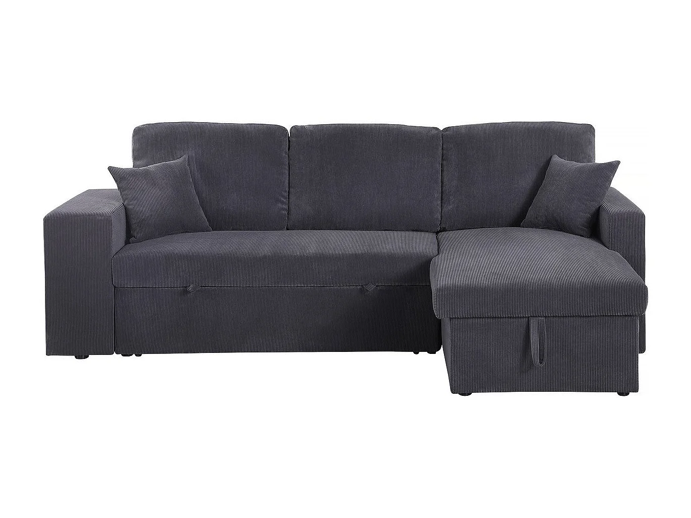 Sofá esquinero convertible/reversible de pana "Axel" - 3 plazas - Gris