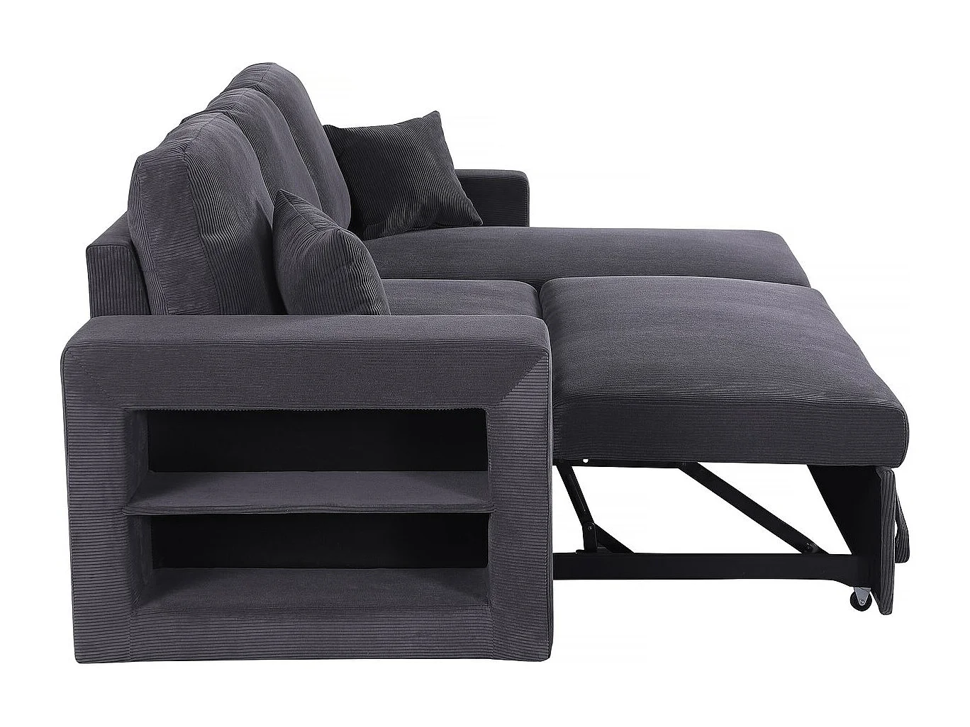 Sofá esquinero convertible/reversible de pana "Axel" - 3 plazas - Gris