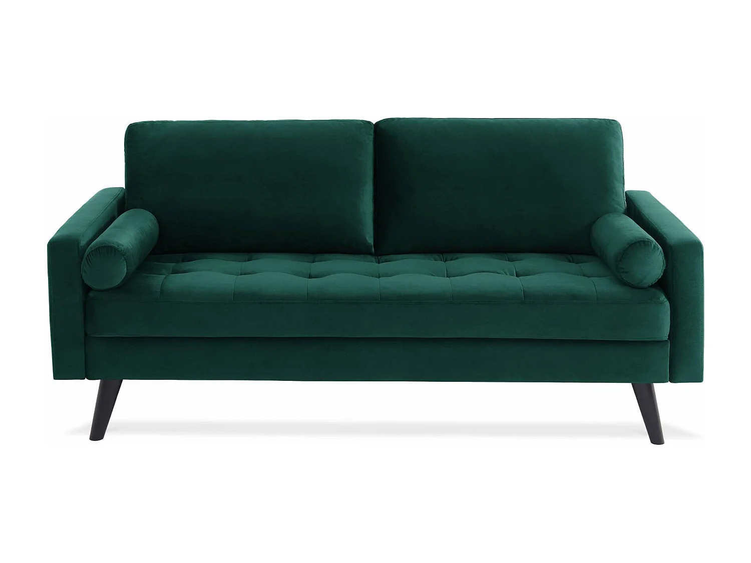 Sofá estilo escandinavo de terciopelo con patas de madera, 3 plazas