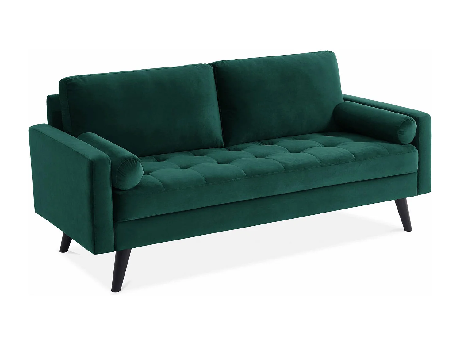 Sofá estilo escandinavo de terciopelo con patas de madera, 3 plazas