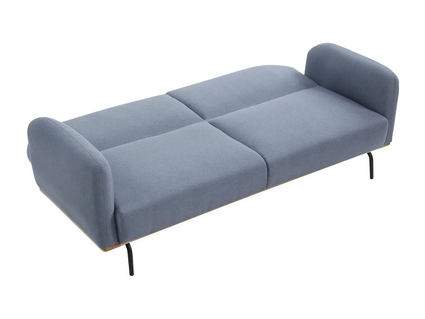 Namille 3-zits blauwfluwelen slaapbank en zwart metalen poten
