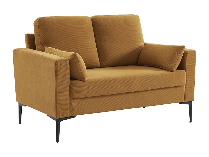 Canapé en velours côtelé ocre - Bjorn - Canapé 2 places fixe droit pieds métal