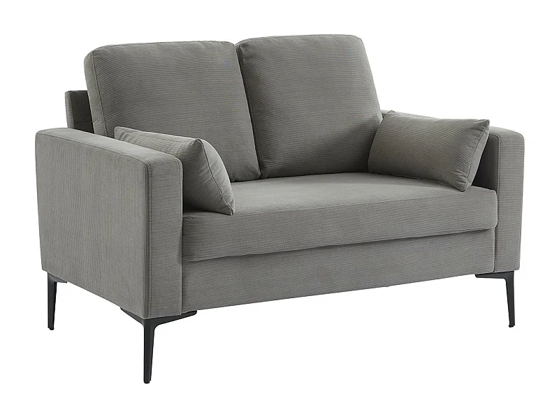 Divano a 2 posti in velluto a coste, gambe in metallo, grigio chiaro