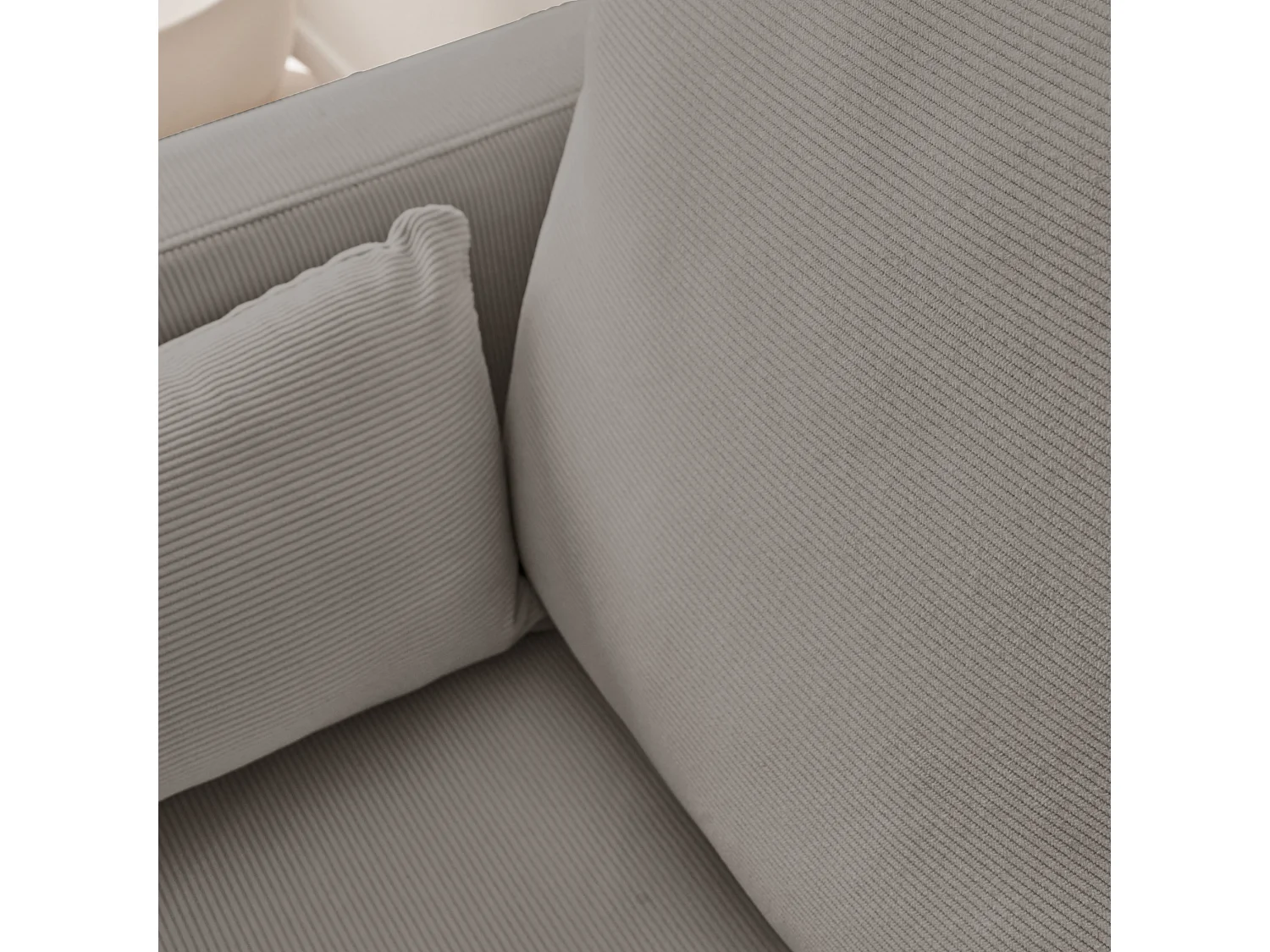 Canapé en velours côtelé gris clair - Bjorn - Canapé 2 places fixe droit pieds métal