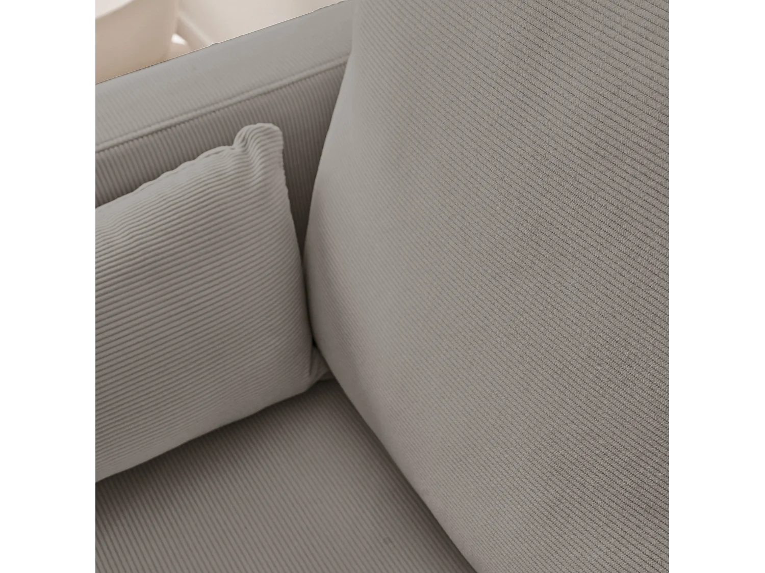 Canapé en velours côtelé gris clair - Bjorn - Canapé 2 places fixe droit pieds métal