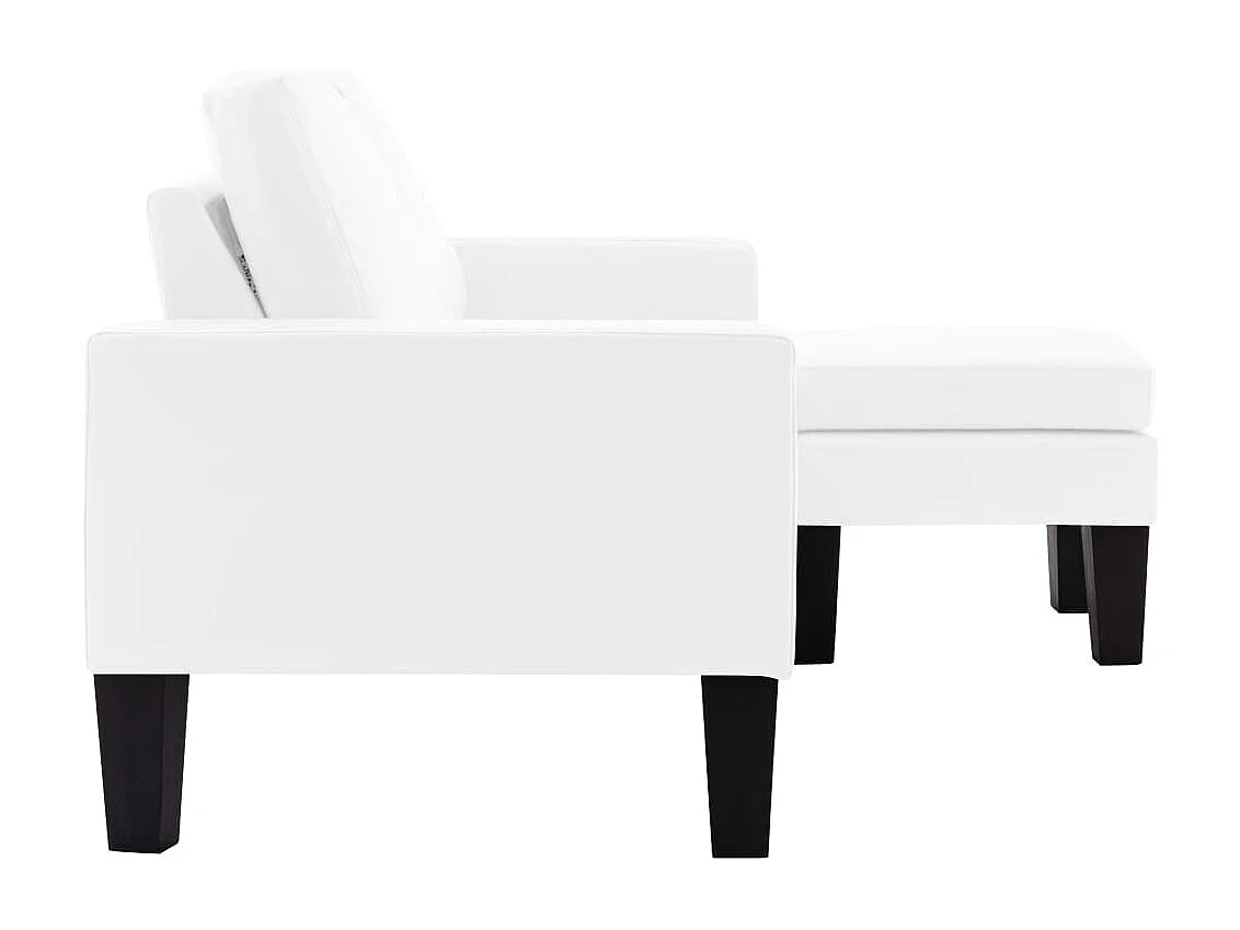 Canapé à 3 places avec repose-pied Blanc Similicuir