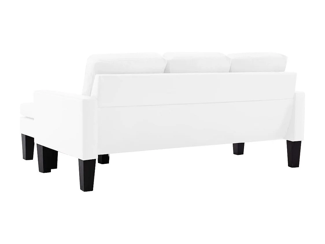 Canapé à 3 places avec repose-pied Blanc Similicuir