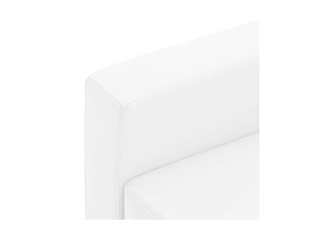 Canapé à 3 places avec repose-pied Blanc Similicuir