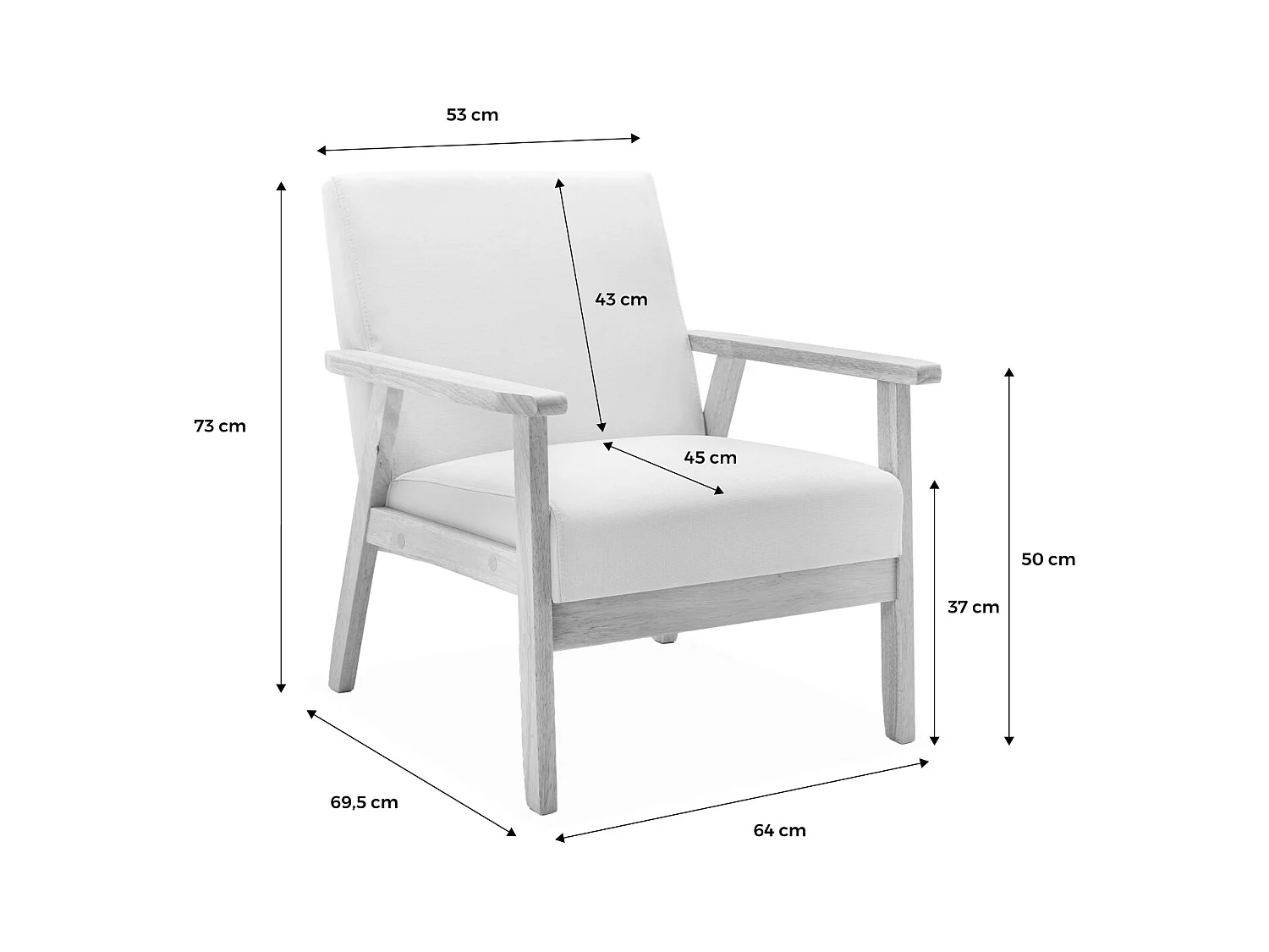 Banquette et fauteuil scandinave en bois et tissu bleu pétrole L 114 x l 69.5 x H 73cm
