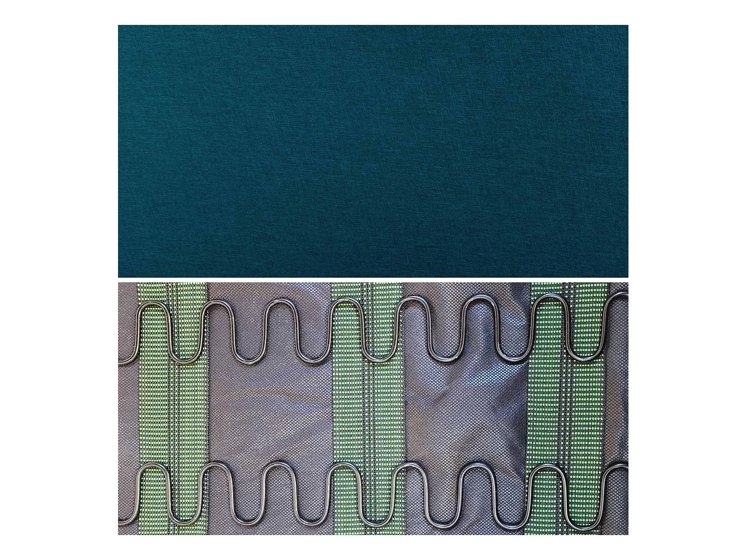 Banco y sillón de madera y tela, 3 plazas