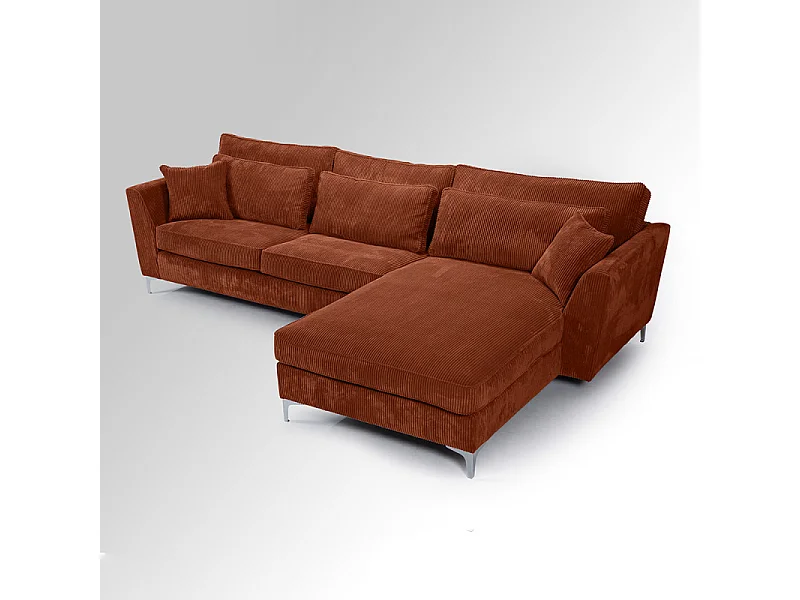 Canapé angle droit velours côtelé ambre Isla - Ambre