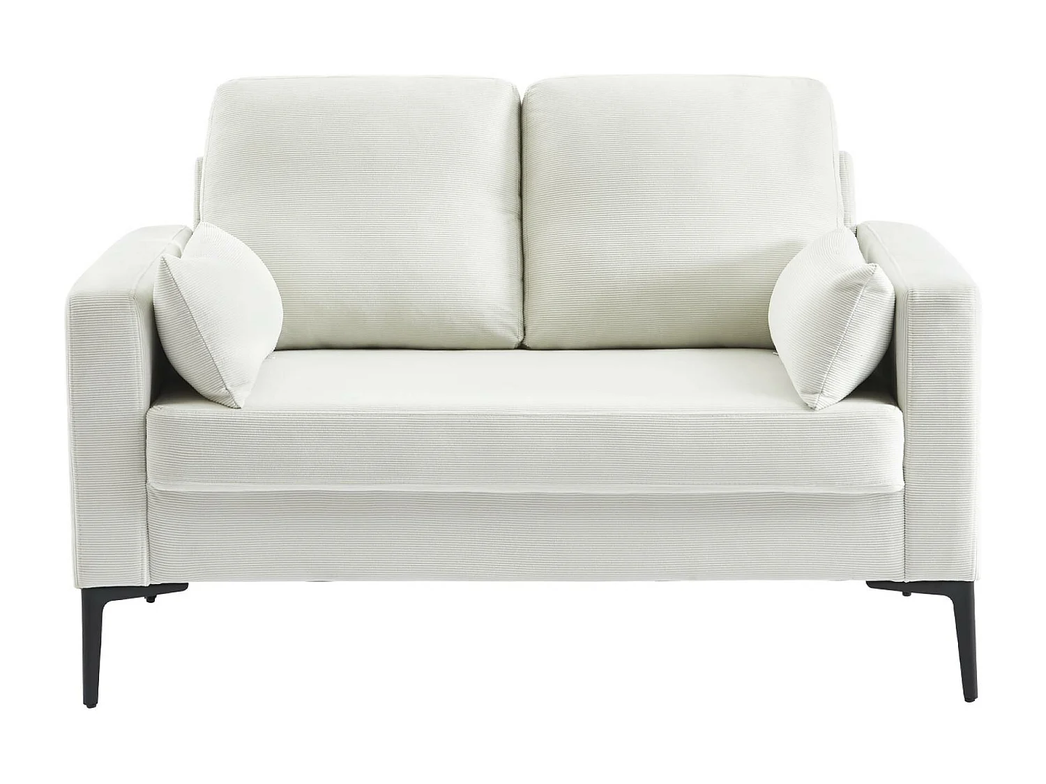 Sofá de pana con patas de metal de 2 plazas blanco