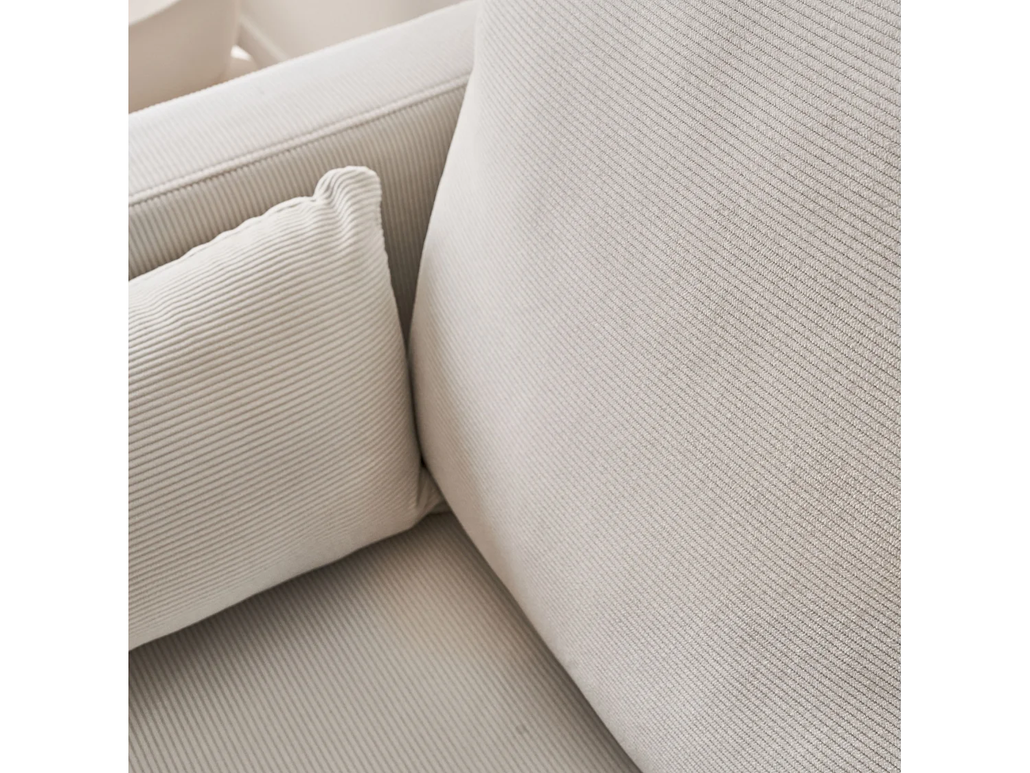 Canapé en velours côtelé blanc - Bjorn - Canapé 2 places fixe droit pieds métal