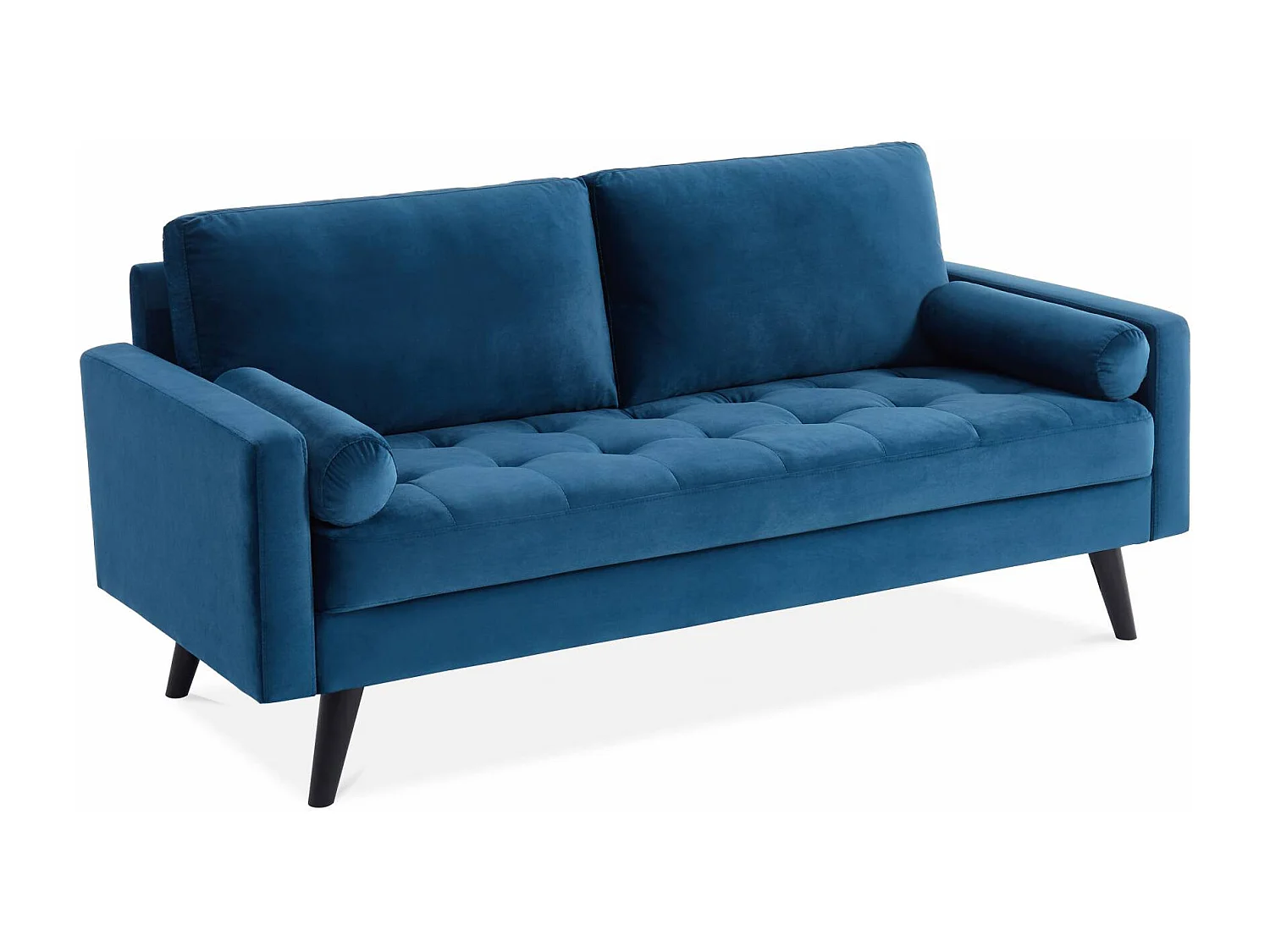 Divano con gambe in legno, 3 posti, blu navy