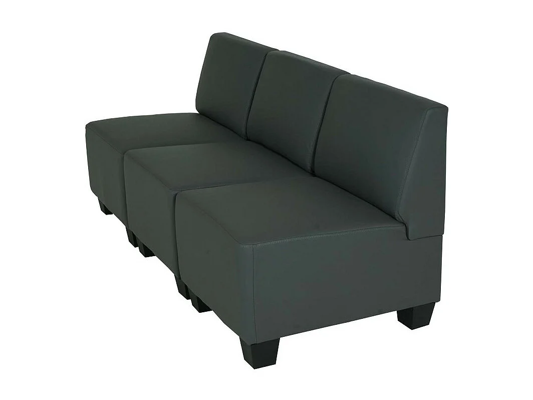 Modular Canapé 3 places Lyon, similicuir ~ gris foncé, sans accoudoirs