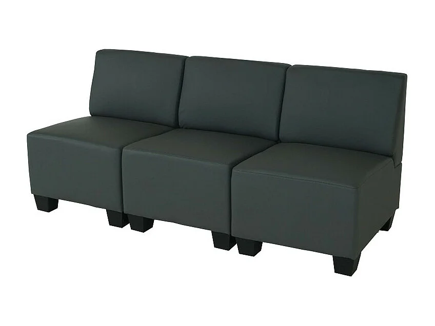 Modular Canapé 3 places Lyon, similicuir ~ gris foncé, sans accoudoirs