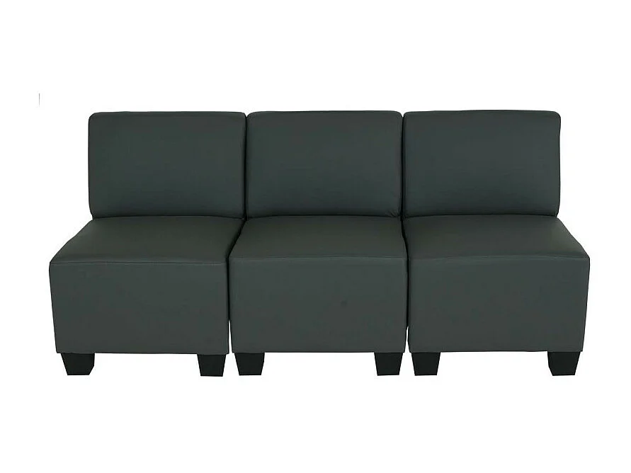 Modular Canapé 3 places Lyon, similicuir ~ gris foncé, sans accoudoirs