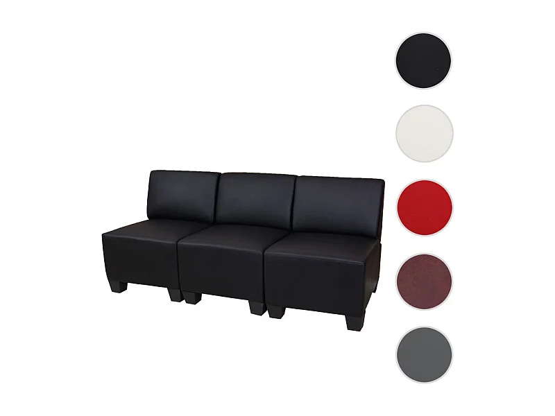 Modular Canapé 3 places Lyon, similicuir ~ gris foncé, sans accoudoirs