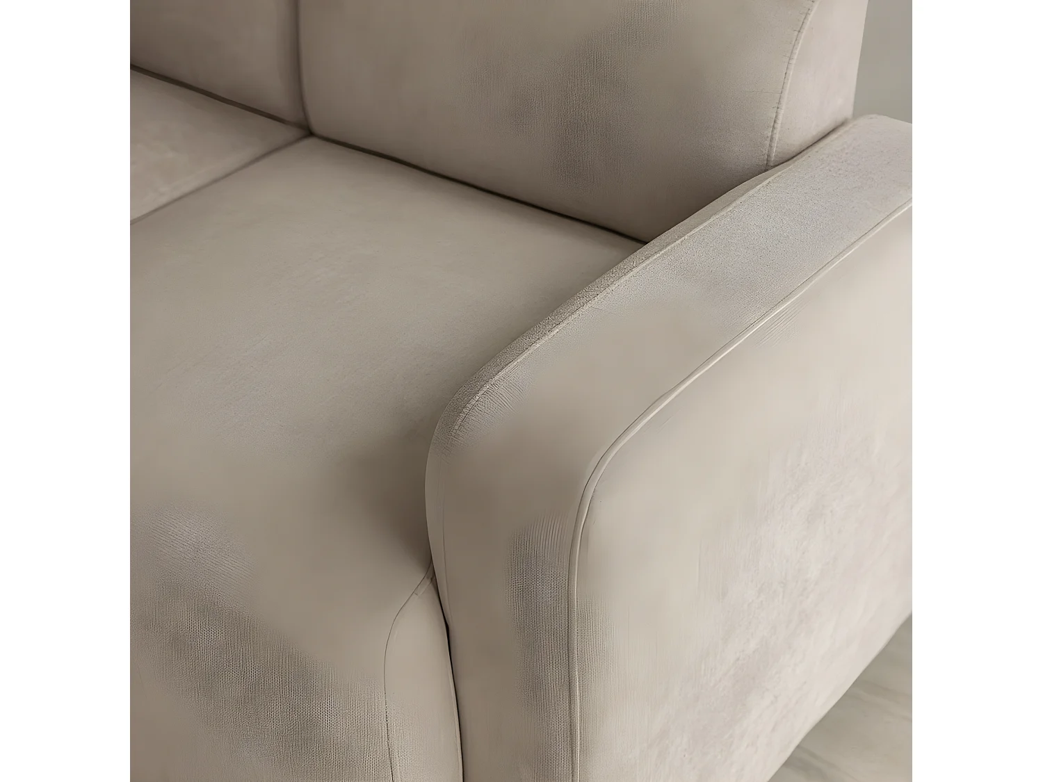 Divano 3 posti in tessuto Ciniglia con 2 cuscini - letto 211 cm - Beige