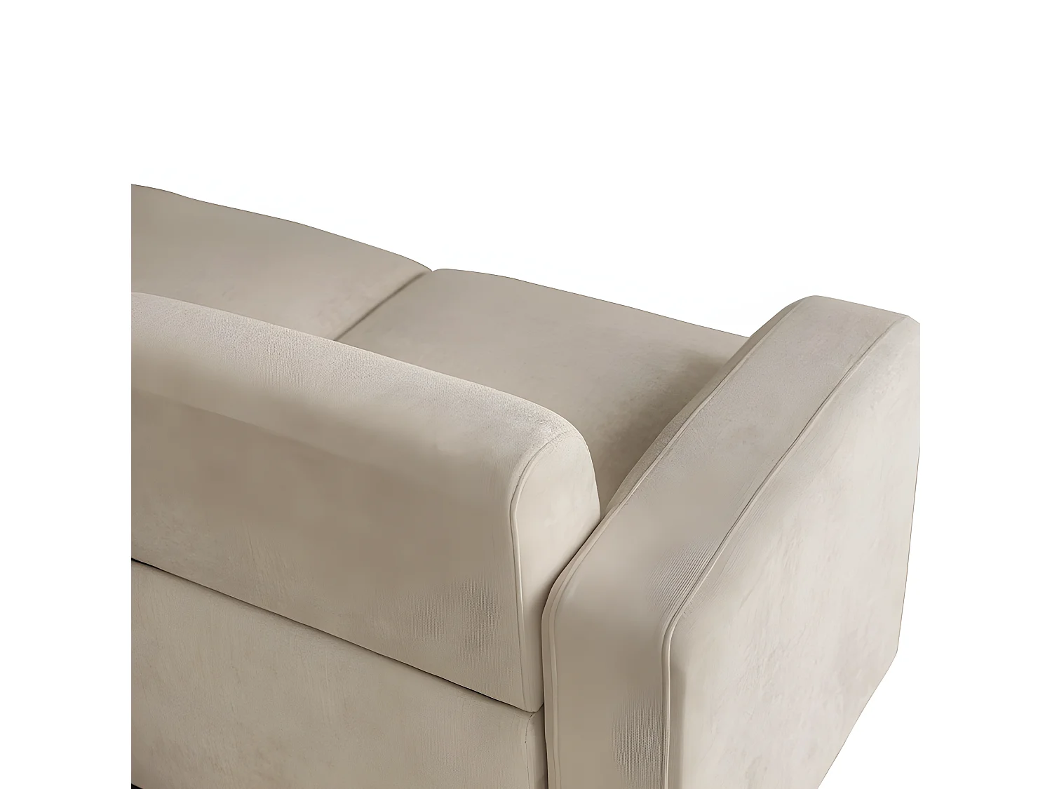 Divano 3 posti in tessuto Ciniglia con 2 cuscini - letto 211 cm - Beige