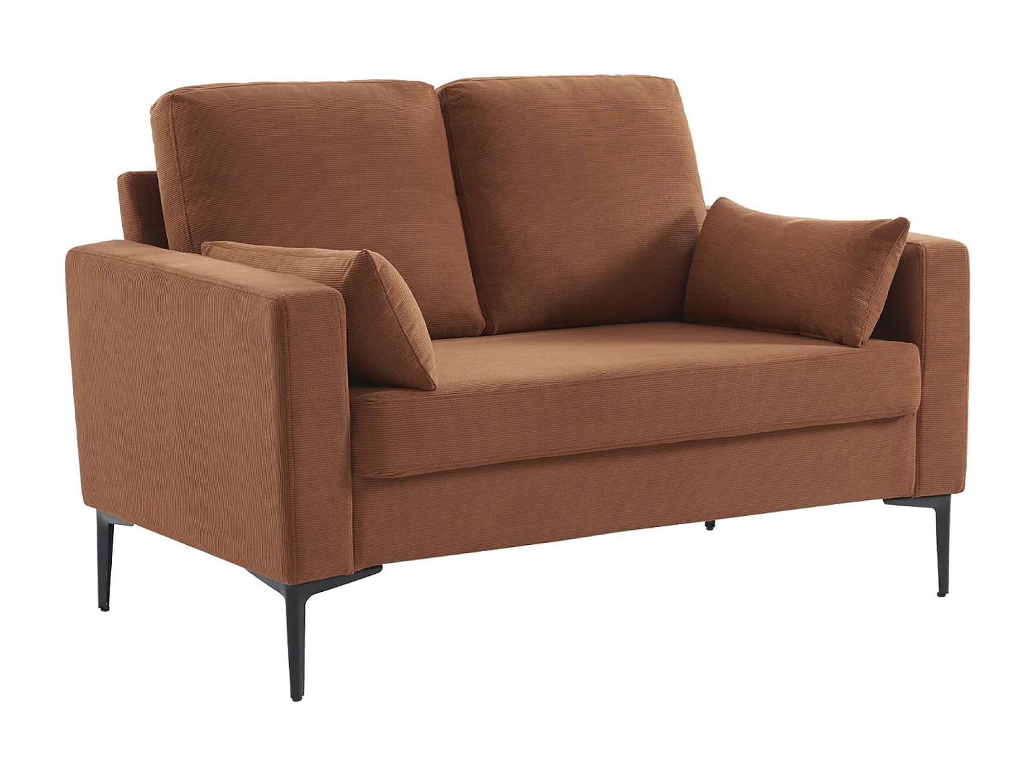 Sofá de pana con patas de metal de 2 plazas terracotta