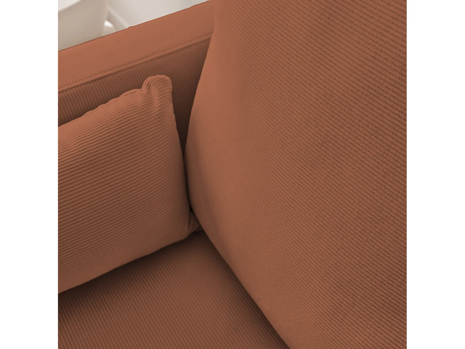 Divano in velluto a coste con gambe in metallo, 2 posti, terracotta