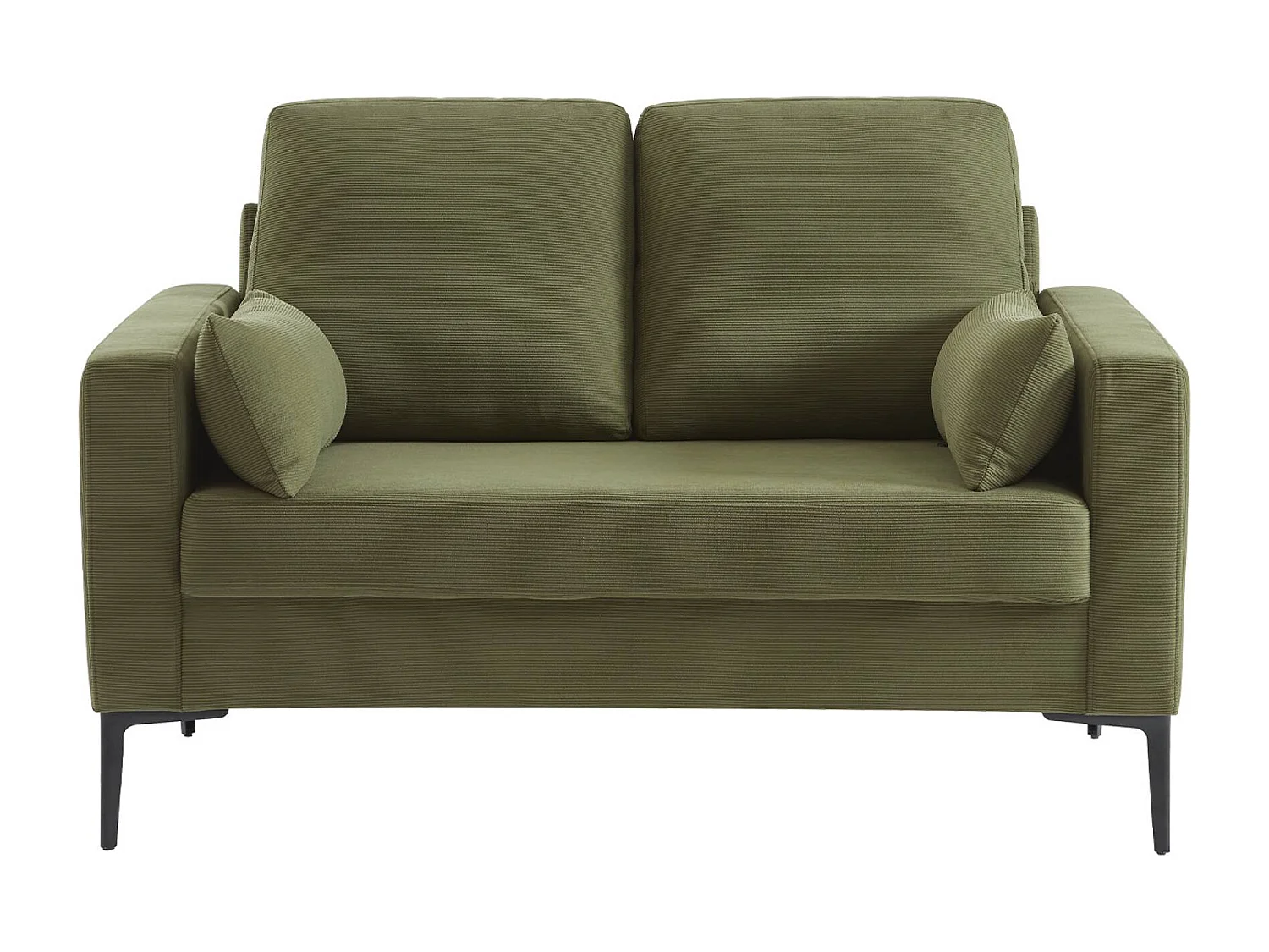 Sofá de pana con patas de metal de 2 plazas kaki oscuro