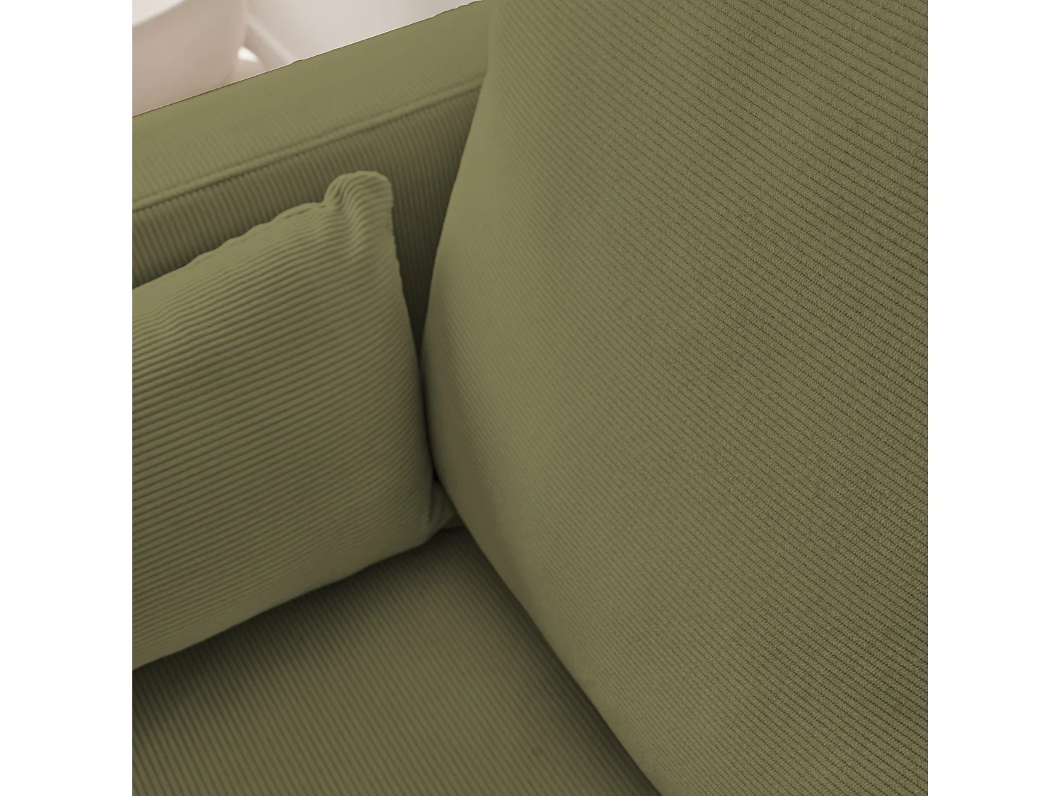 Divano in velluto a coste con gambe in metallo, 2 posti, kaki