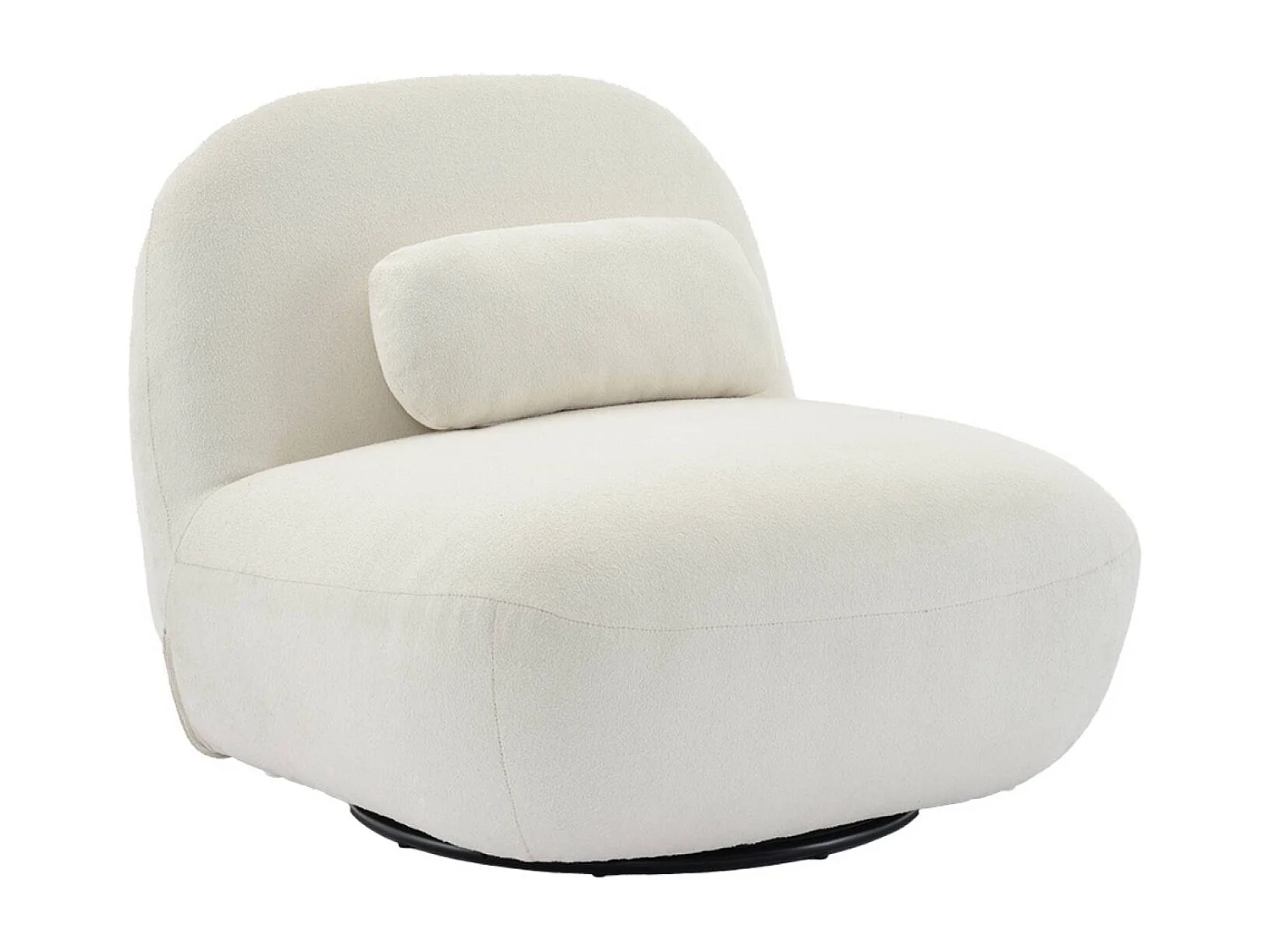 Poltrona girevole 360° bouclé, crema