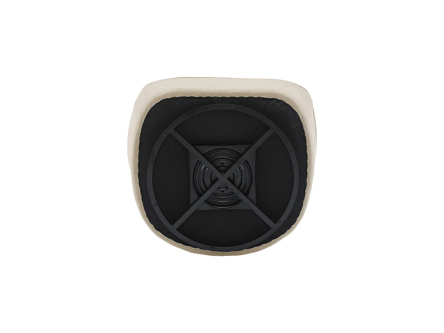 Fauteuil pivotant 360° en bouclette texturée blanc crème. piètement en métal noir mat - SPINO