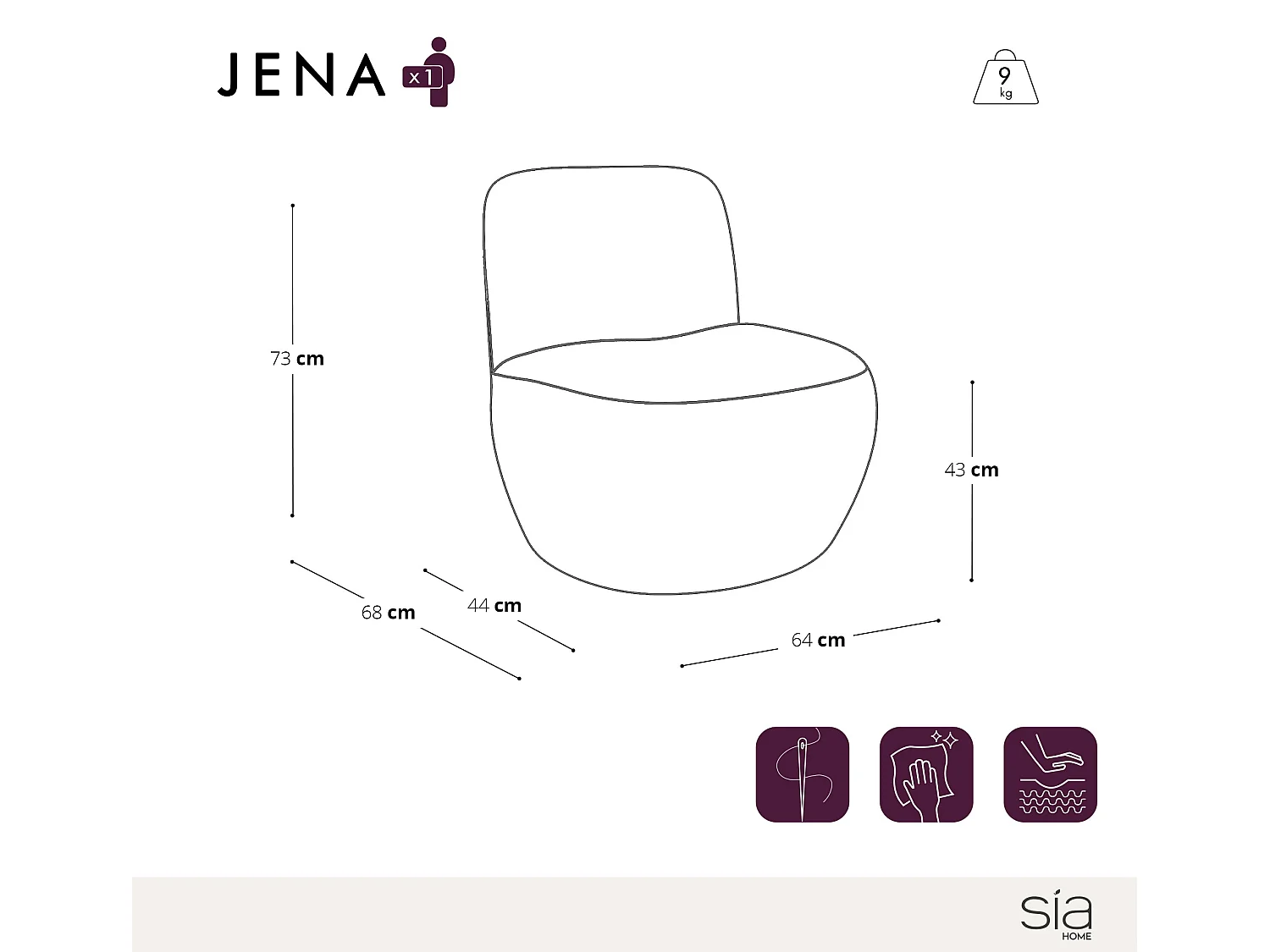 Fauteuil en tissu velours noir