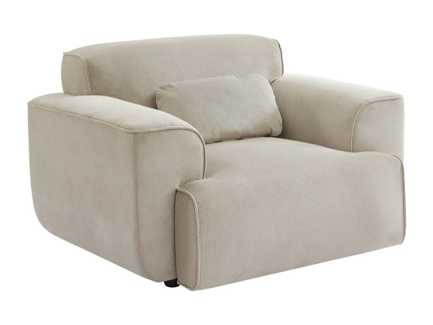 Sillón de pana con cojín gris beige