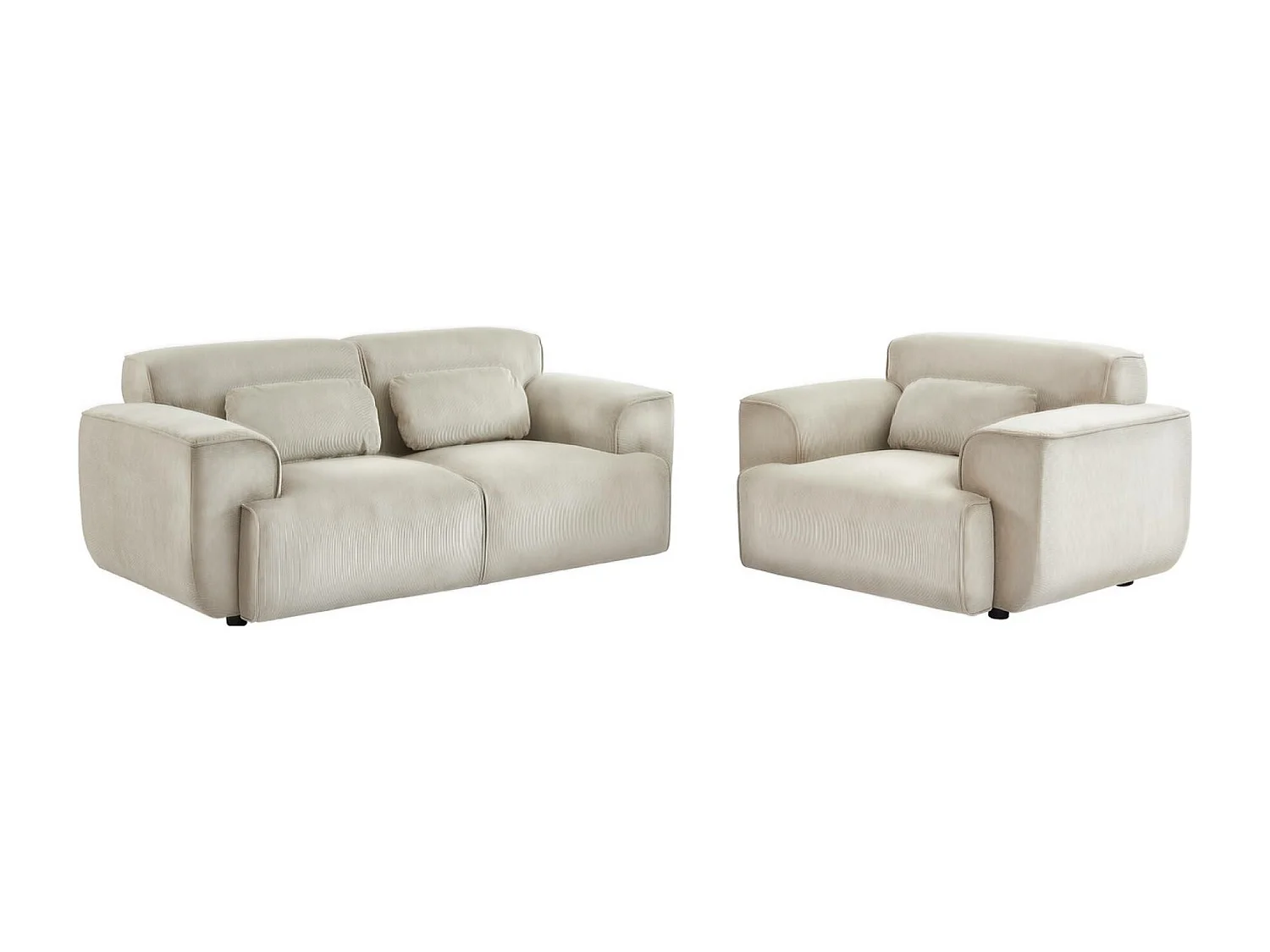 Sillón de pana con cojín gris beige