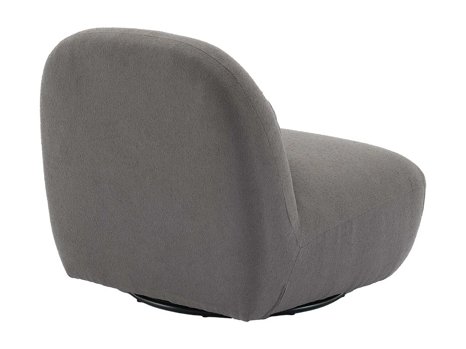Fauteuil pivotant 360° en bouclette texturée gris souris. piètement en métal noir mat - SPINO