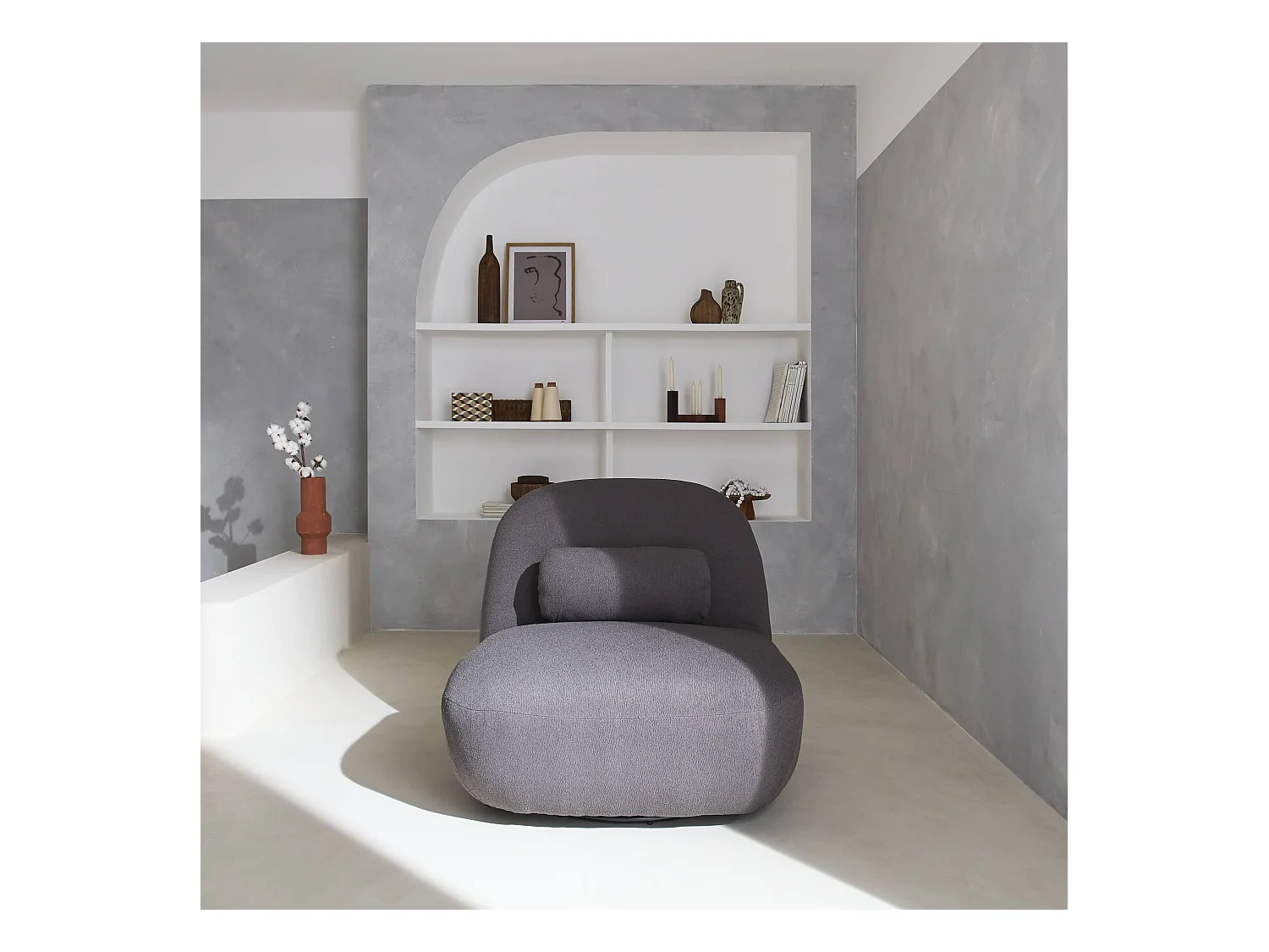 Silla giratoria 360° borreguito texturizada gris