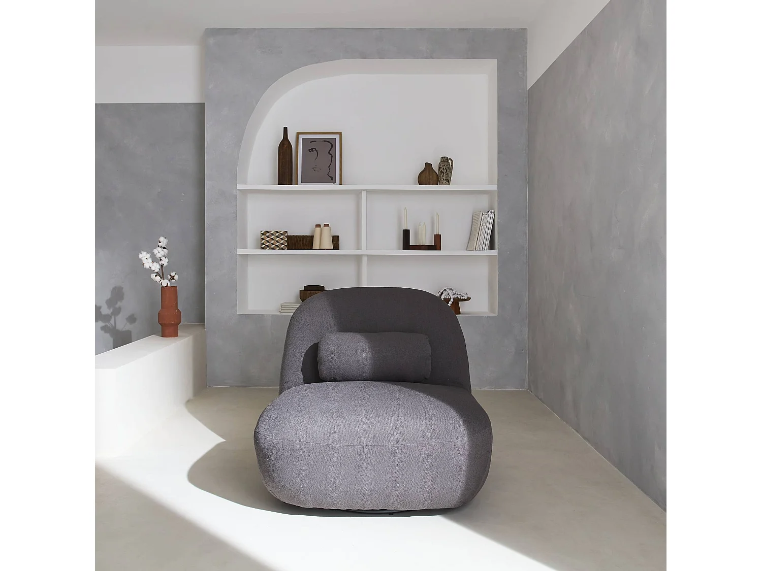 Silla giratoria 360° borreguito texturizada gris